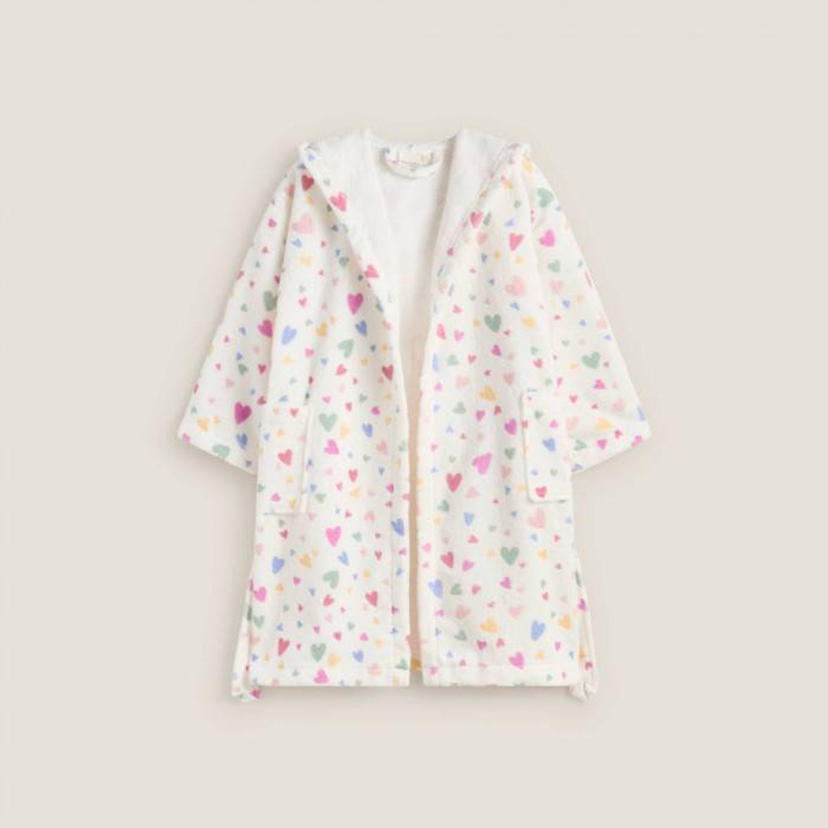 Toli pink heart print cotton children's bathrobe