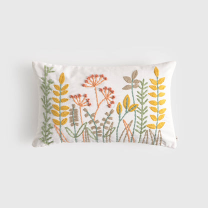 Cotton cushion cover with floral embroidery Lita