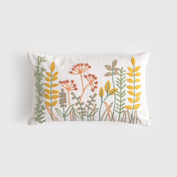 Cotton cushion cover with floral embroidery Lita