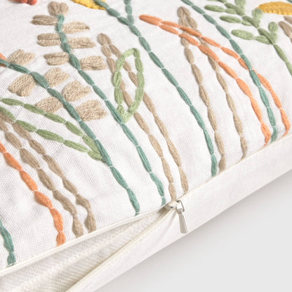 Cotton cushion cover with floral embroidery Lita