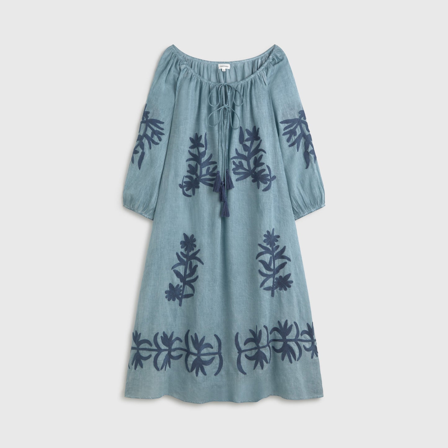 Long embroidered cotton caftan Faz