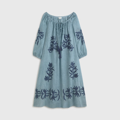 Long embroidered cotton caftan Faz