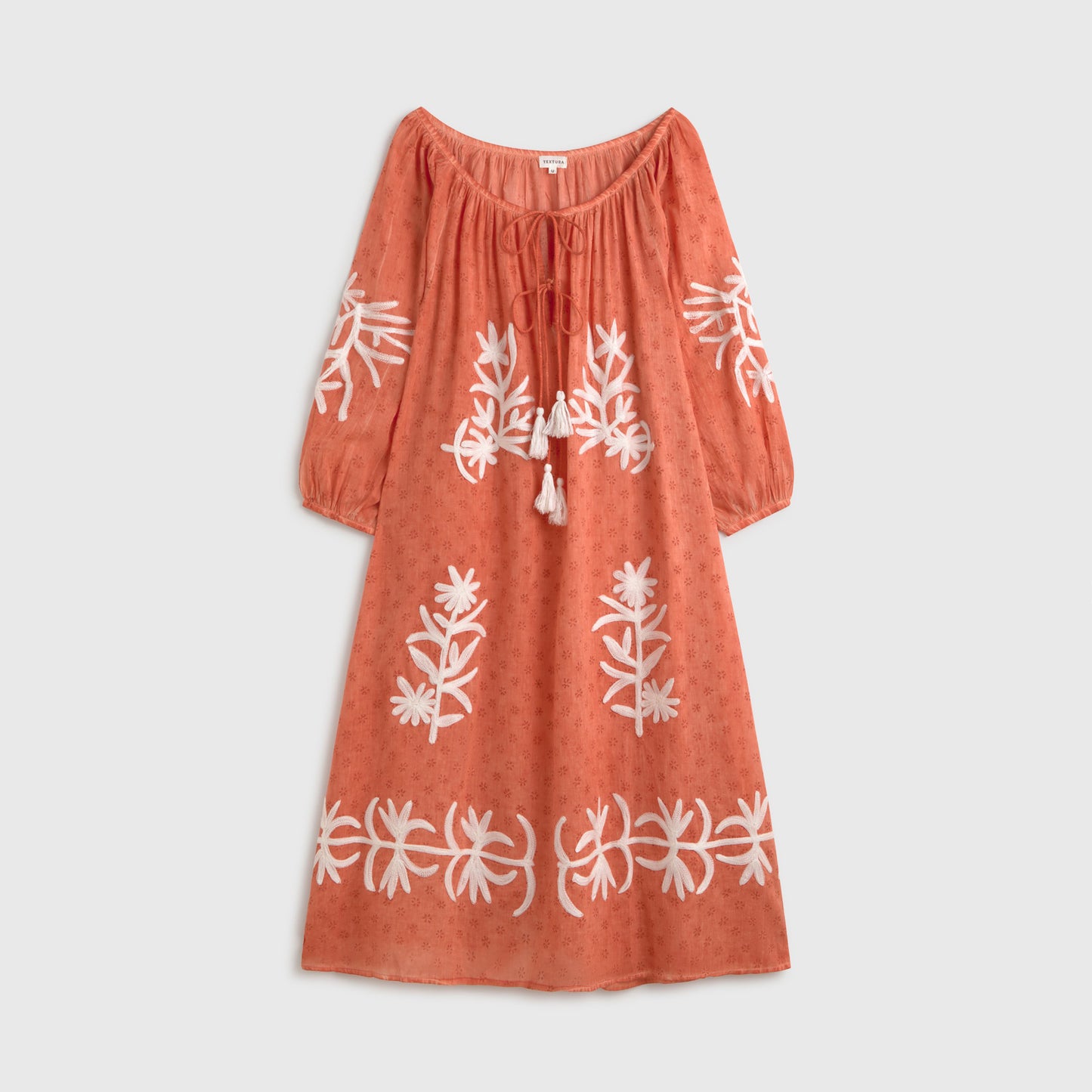 Long embroidered cotton caftan Fazi
