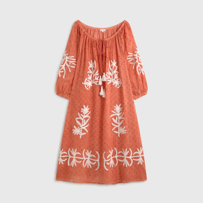 Long embroidered cotton caftan Fazi