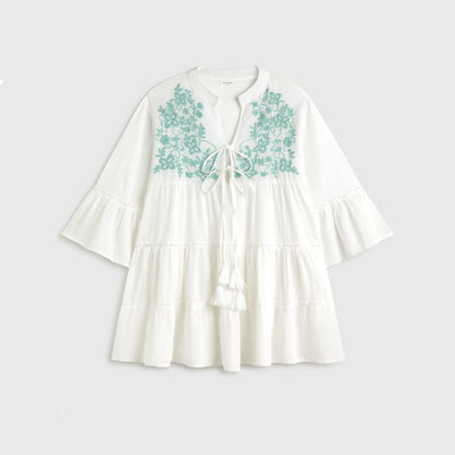 Short caftan with floral embroidery Daru