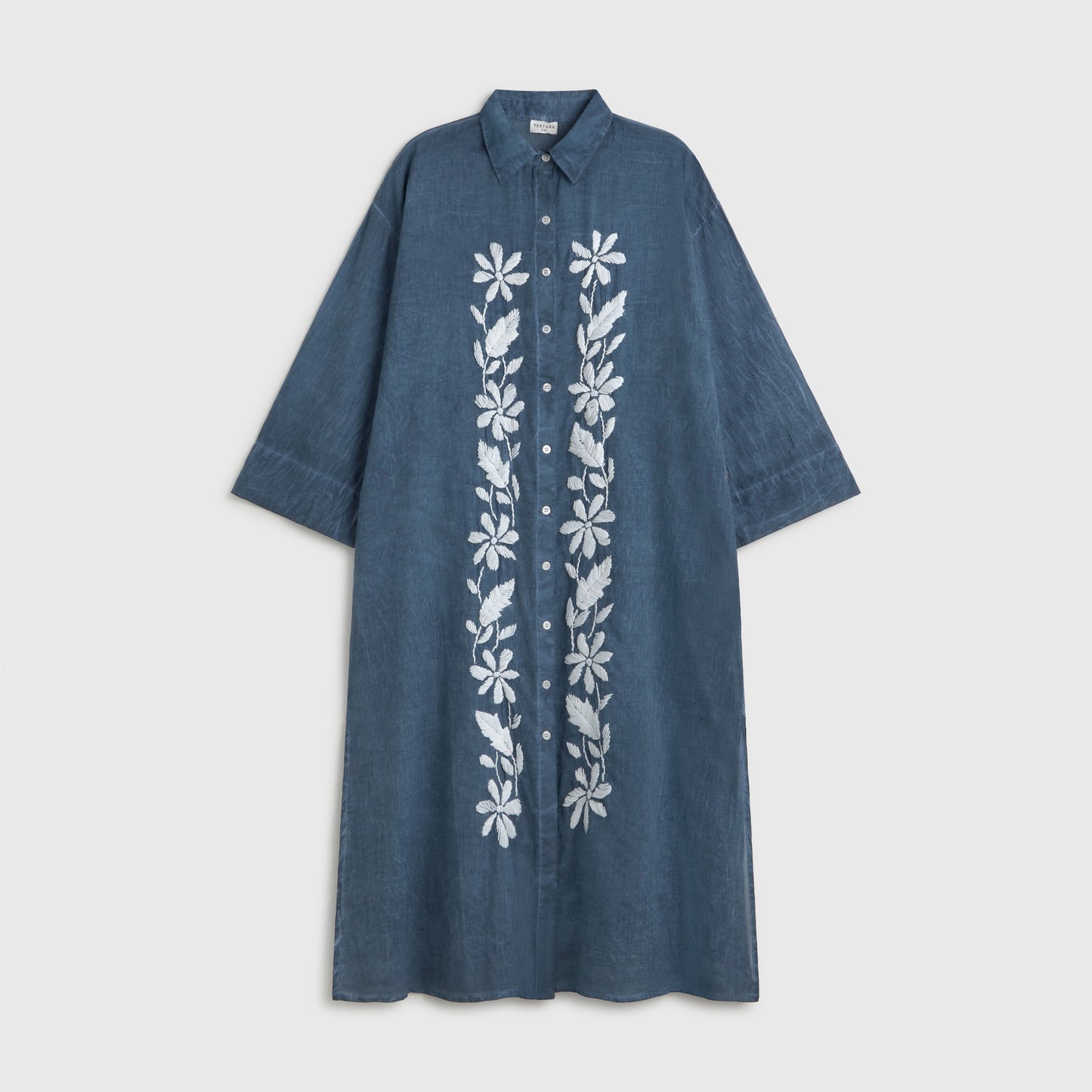 Long floral embroidered washed-cotton caftan Camis