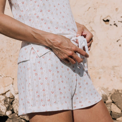 Short algodón canalé estampado floral Fabiana