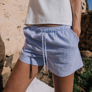 Cotton seersucker striped shorts Lilia