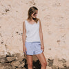 Short de algodón seersucker mil rayas Lilia