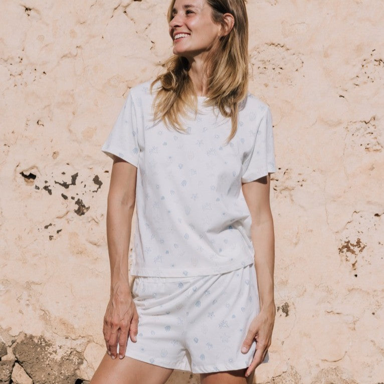 Marine-print cotton shorts Moana