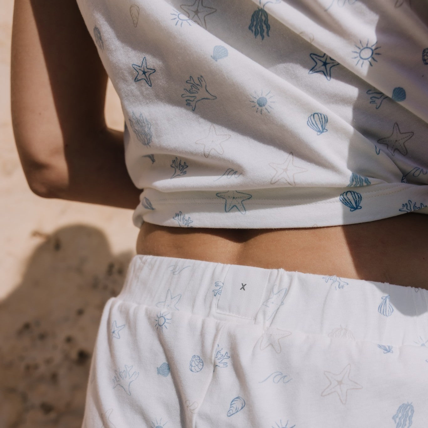 Marine-print cotton shorts Moana