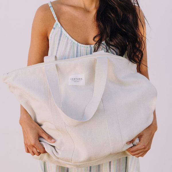 Shimmer-effect cotton beach bag Lurir