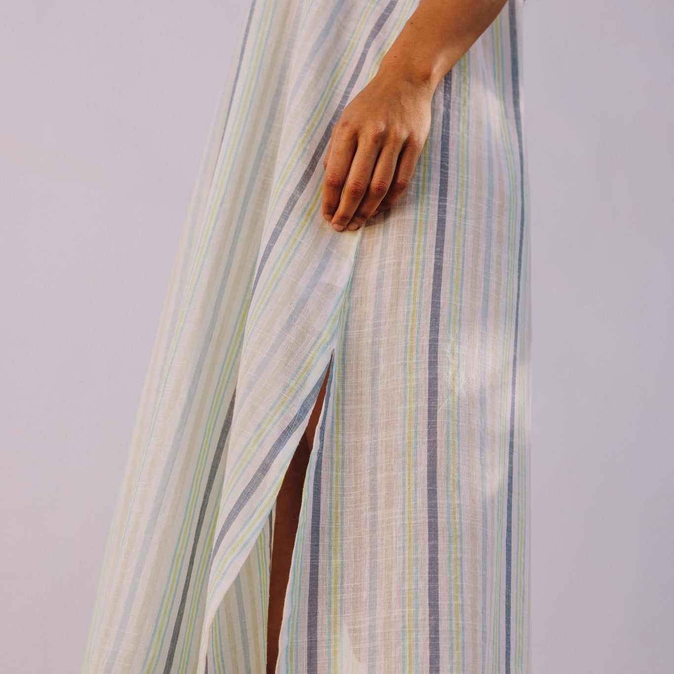 Long striped cotton beach dress Fluoriana