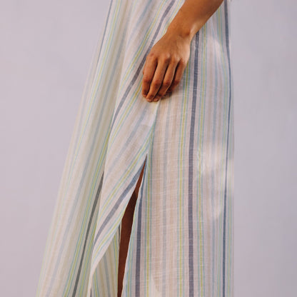 Long striped cotton beach dress Fluoriana