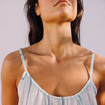 Long striped cotton beach dress Fluoriana