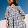 Caftán corto algodón estampado floral Kenco
