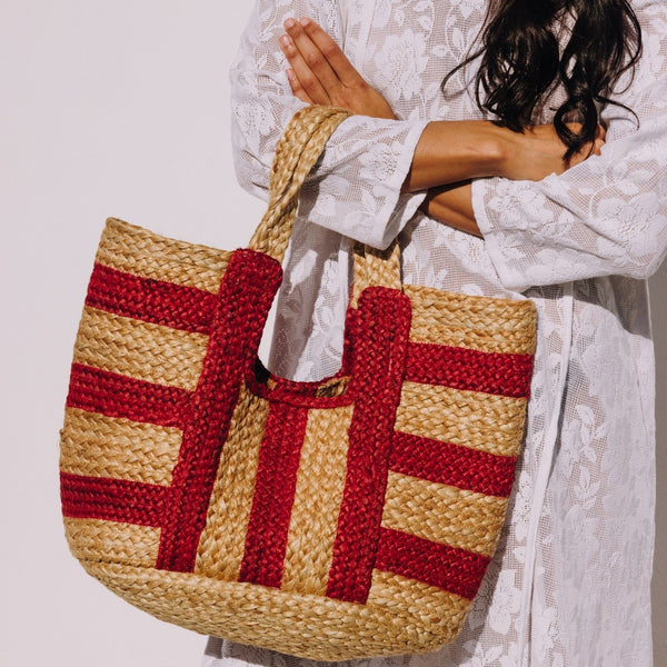 Bicolour natural fibre beach bag Redba