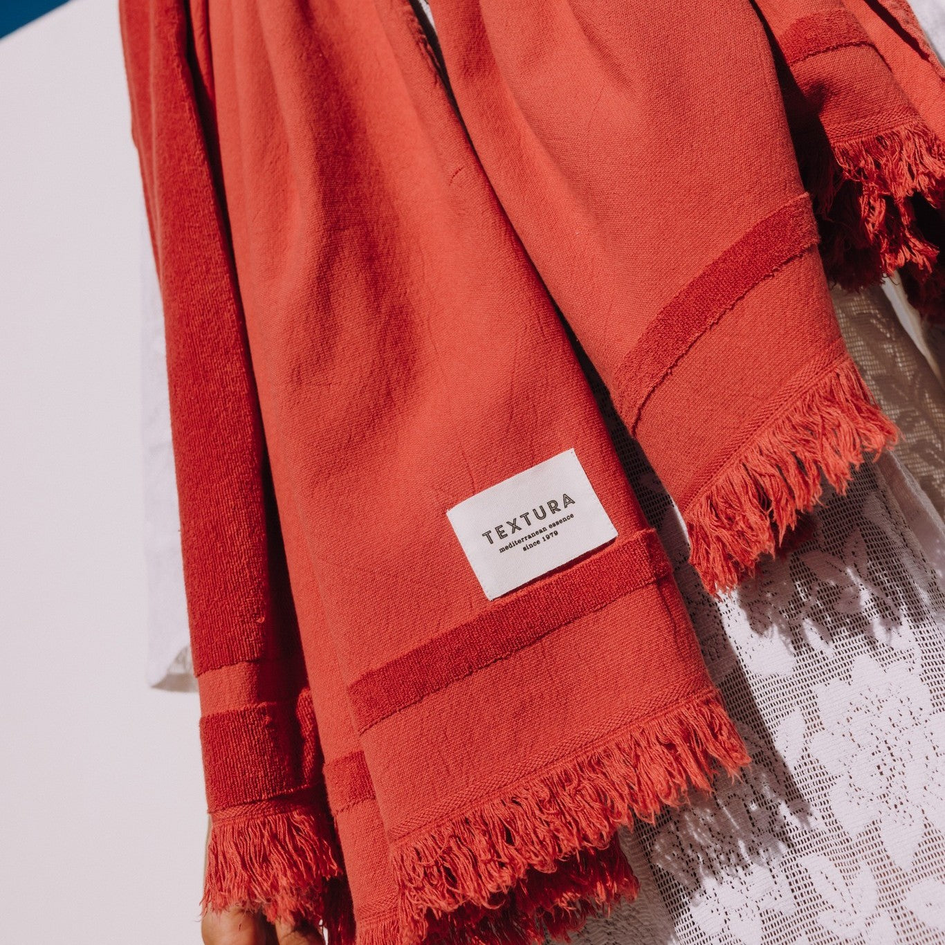 Beach towel with terry reverse and fringes Libe