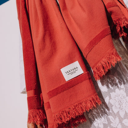 Beach towel with terry reverse and fringes Libe