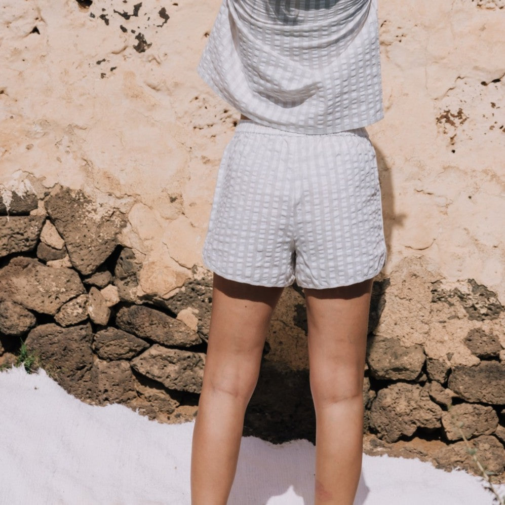 Short de algodón seersucker cuadros vichy Nat