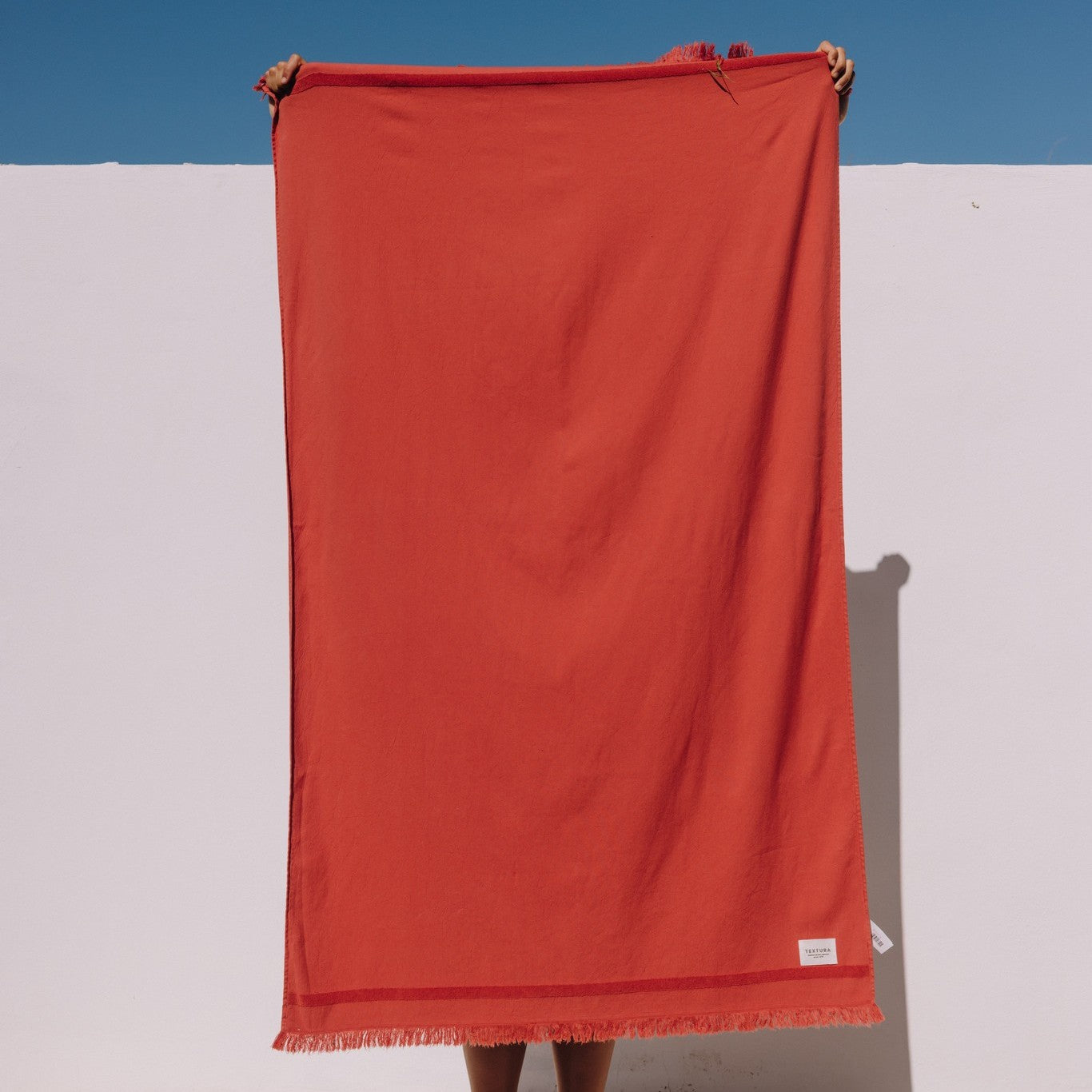 Beach towel with terry reverse and fringes Libe