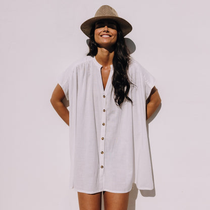 Lightweight cotton shirt-style caftan Sere