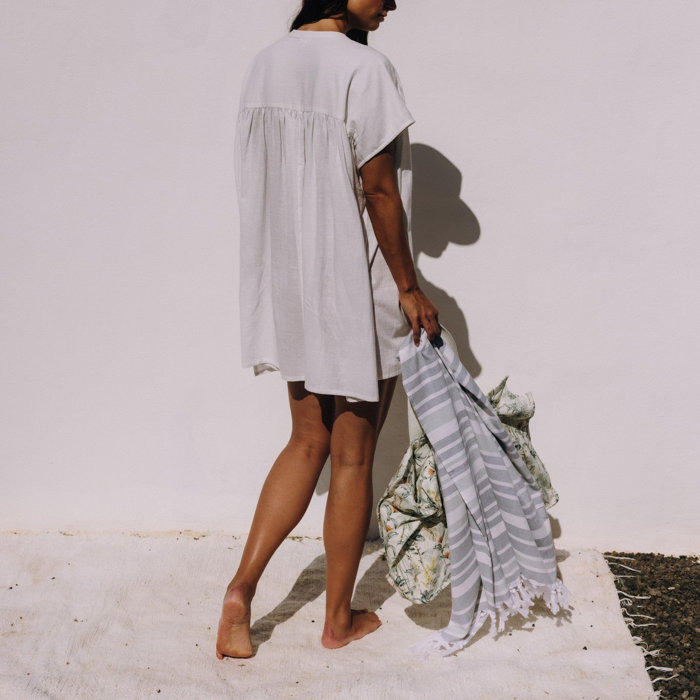 Lightweight cotton shirt-style caftan Sere