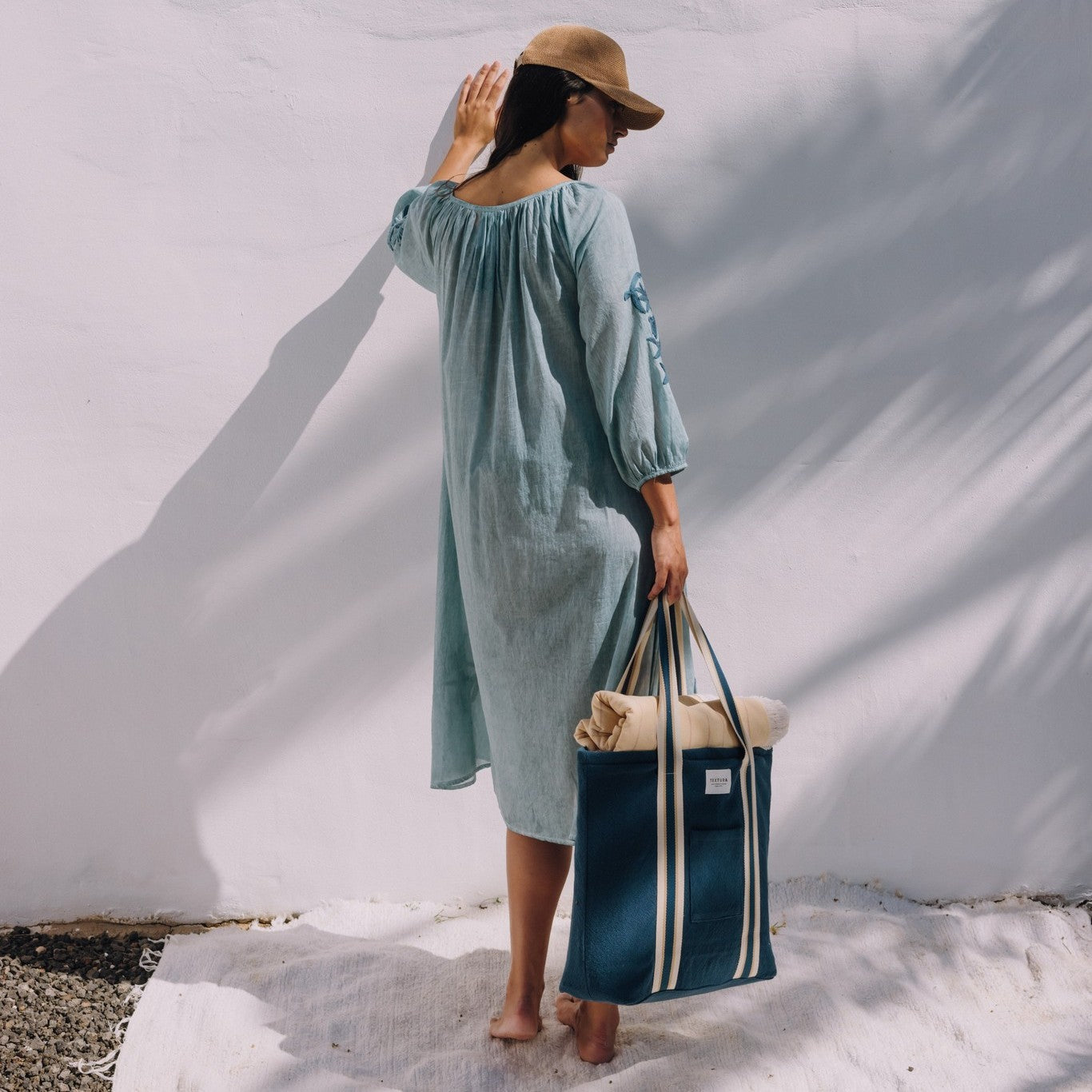 Long embroidered cotton caftan Faz