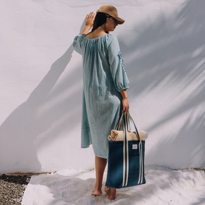 Long embroidered cotton caftan Faz