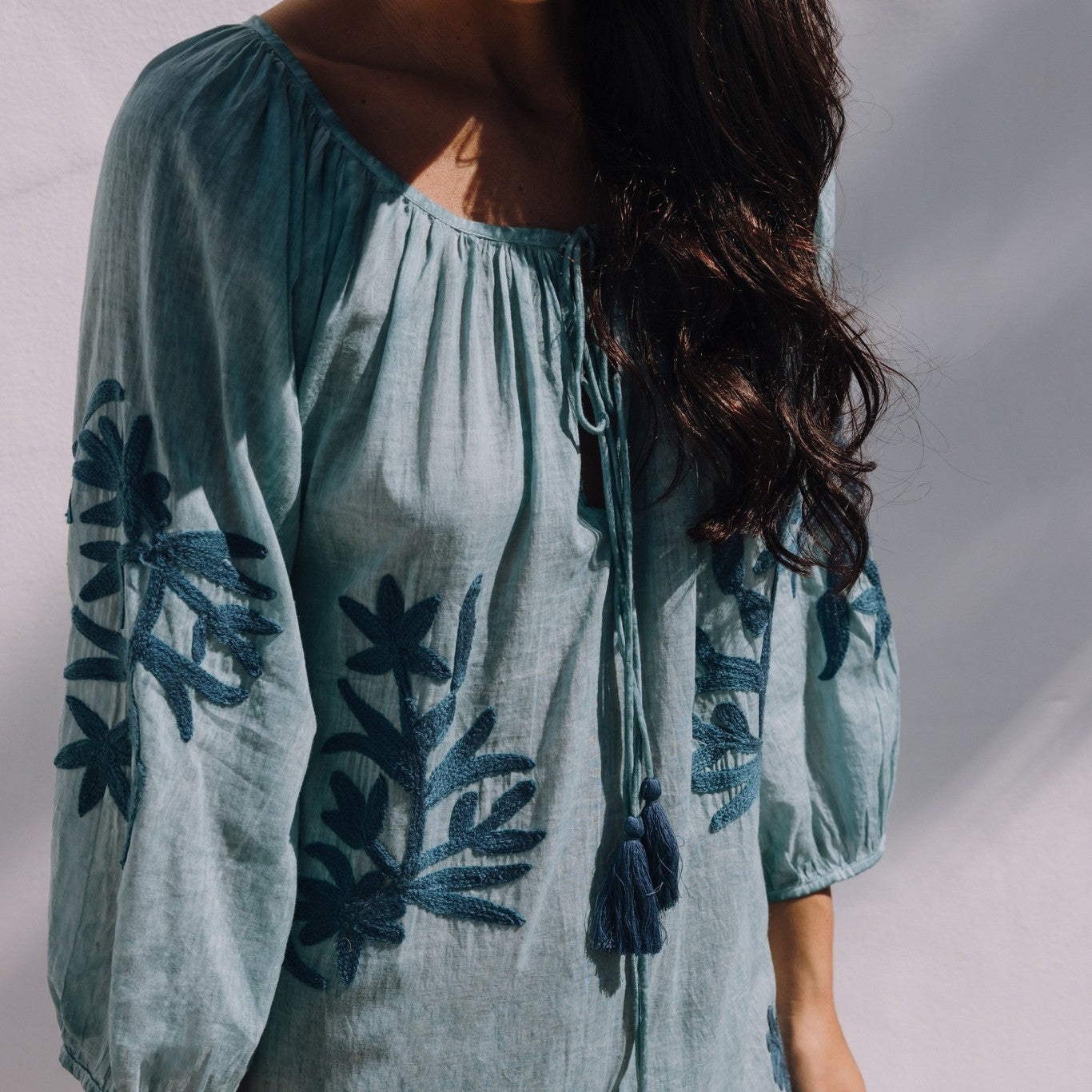 Long embroidered cotton caftan Faz