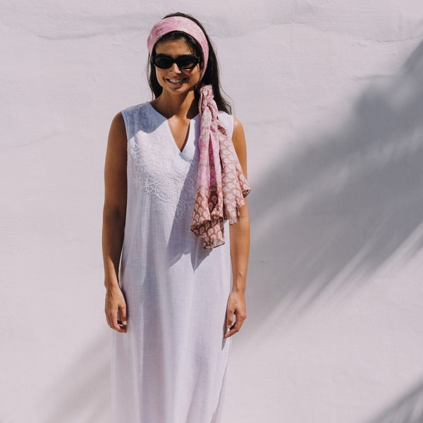 Long embroidered cotton caftan Alti