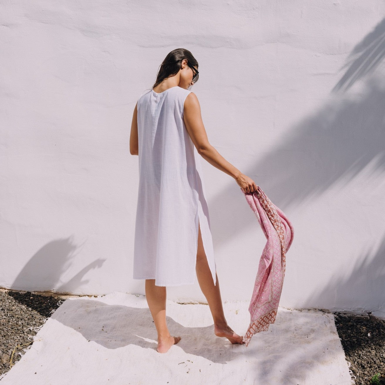 Long embroidered cotton caftan Alti
