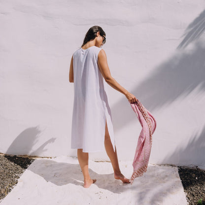 Long embroidered cotton caftan Alti