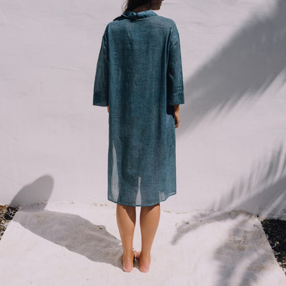 Long floral embroidered washed-cotton caftan Camis