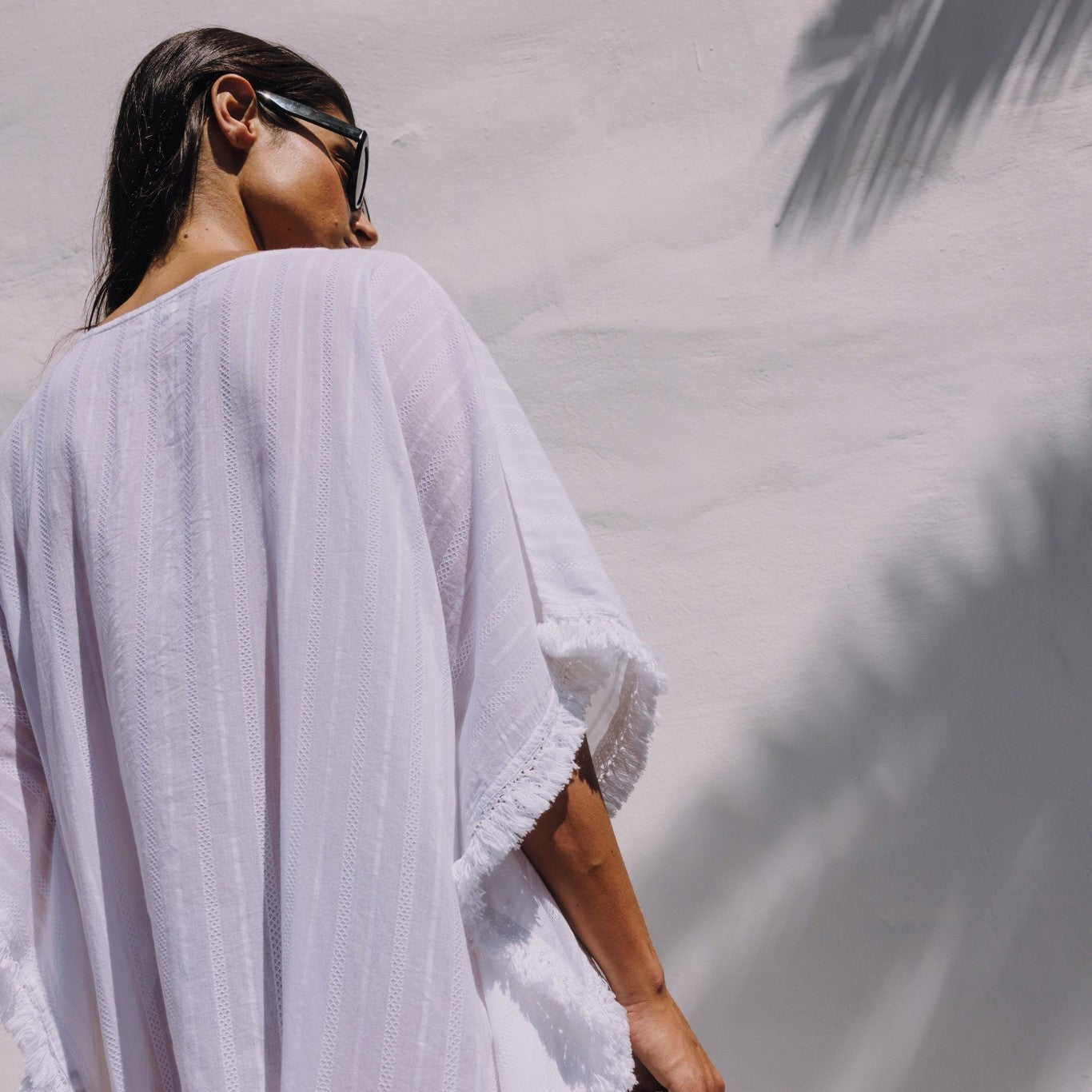 Long cotton jacquard caftan with embroidery and tassels Espi