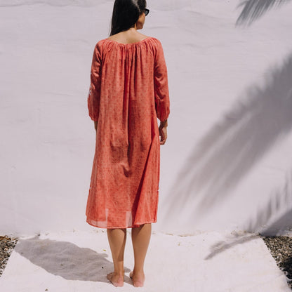 Long embroidered cotton caftan Fazi
