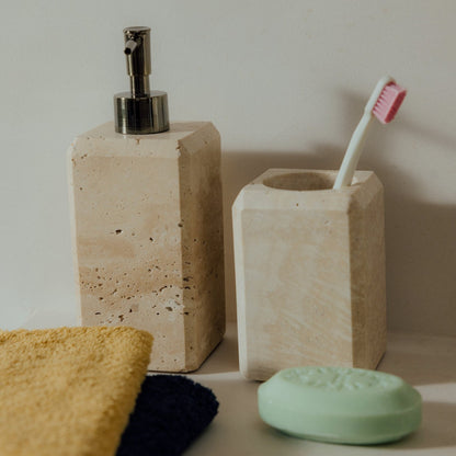 Travertine marble bathroom soap dispenser Travertinodi
